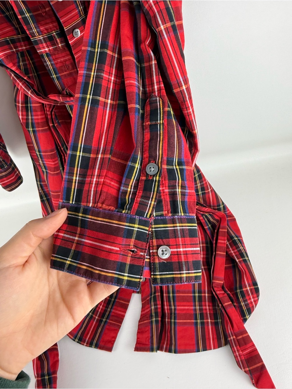 J. Crew Plaid Button-Front Tie-Waist Shirtdress - Size 14 - Picture 4 of 6